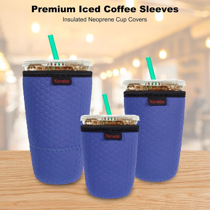 KENOBE 3 Pack Neoprene Insulator Sleeve for Iced Coffee Cups, Reusable Cooler Sleeves for Iced & Hot Drinks, Universal Fit 16-32 oz Cups Beverages, Compatible with Starbucks Dunkin Coffee and More - Image 3